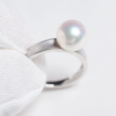 天草産 プラチナ パール リング あこや真珠 ピンク　7号_S085-342