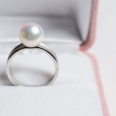 天草産 プラチナ パール リング あこや真珠 ピンク　7号_S085-342