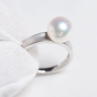 天草産 プラチナ パール リング あこや真珠 ピンク　9号_S085-344