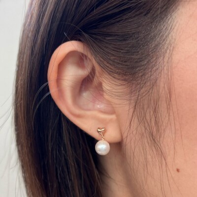 7.5-8mm ホワイトピンク 真珠 ピアス ハート【K18PG】_S101-286-p18PG