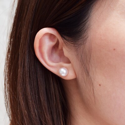 8-8.5mmあこや真珠 スタッドパールピアス D:ピアス チタン_S085-322A