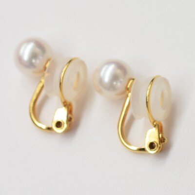 8-8.5mmあこや真珠 パールイヤリング A:シリコン大 K18YG直結_S085-328A