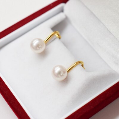 8-8.5mmあこや真珠 パールイヤリング A:シリコン大 K18YG直結_S085-328A
