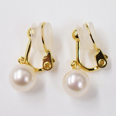 8-8.5mmあこや真珠 パールイヤリング C:シリコン大 K18YG ブラ_S085-330A