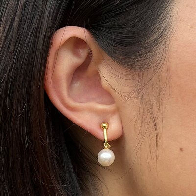 8-8.5mmあこや真珠 パールイヤリング C:シリコン大 K18YG ブラ_S085-330A