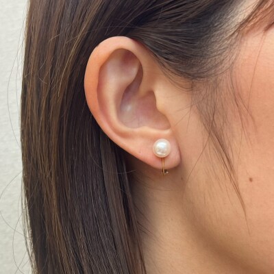 8-8.5mmあこや真珠 パールイヤリング E:シリコン小 K18YG 直結_S085-332A
