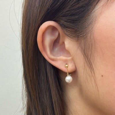 8-8.5mmあこや真珠 パールイヤリングG:シリコン小 K18YG ブラ_S085-334A