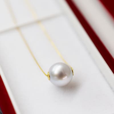 あこや真珠 9-9.5mm ナチュラル 1粒スルー ネックレス K18 ベネチアン_S085-278