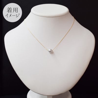 あこや真珠 9-9.5mm ナチュラル 1粒スルー ネックレス K18 ベネチアン_S085-278