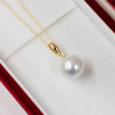 8.5-9mm あこや真珠 ネックレス ナチュラル 1粒【K18YG】_S085-368