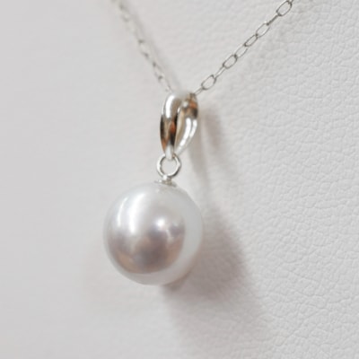 8.5-9mm あこや真珠 ネックレス ナチュラル 1粒【K18WG】_S085-369