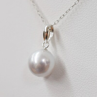 8.5-9mm あこや真珠 ネックレス ナチュラル 1粒【K18WG】_S085-367-18WG