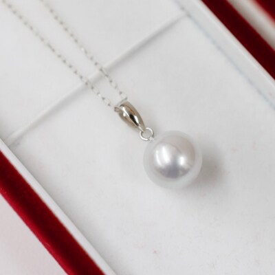 8.5-9mm あこや真珠 ネックレス ナチュラル 1粒【K18WG】_S085-367-18WG