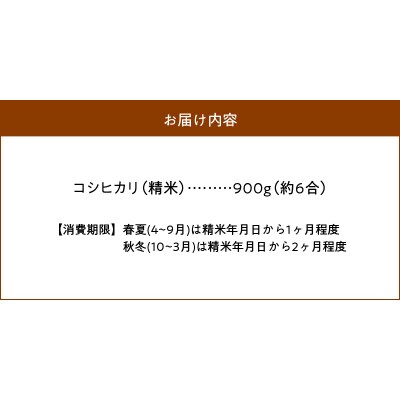 河浦町新合産　コシヒカリ　精米　900g(約6合)_S112-015