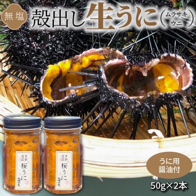【指定日必須】【先行受付】殻出し生うに(ムラサキウニ)50g×2本 うに用醤油付_S002-022