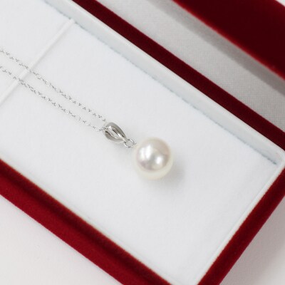 天草産 9-9.5mm 一粒 あこや真珠 ネックレス アジャスター K18WG_S101-362