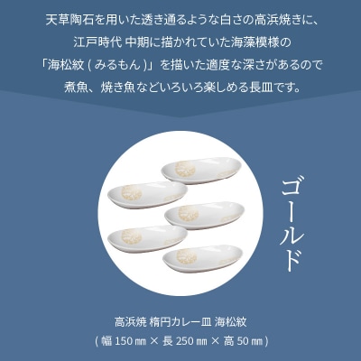 天草 高浜焼 楕円カレー皿 5枚セット(ゴールド)_S026-058