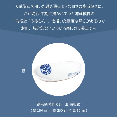 天草 高浜焼 楕円カレー皿 1枚(青)_S026-059