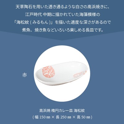 天草 高浜焼 楕円カレー皿 1枚(赤)_S026-060