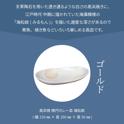 天草 高浜焼 楕円カレー皿 1枚(ゴールド)_S026-063