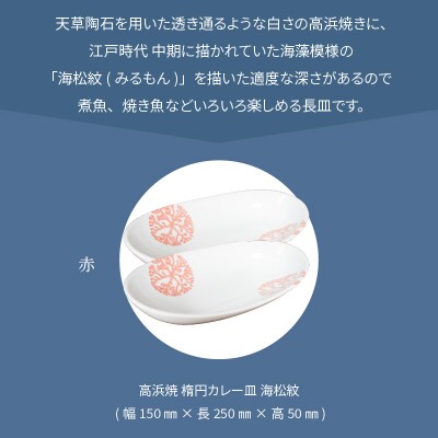 天草 高浜焼 楕円カレー皿 2枚(赤)_S026-065