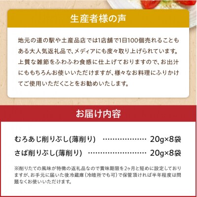 「削りたてふわふわ　天日あじ/燻製さば」詰め合わせセット各8袋入_S057-009