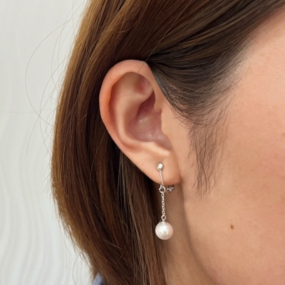 あこや真珠 ホワイトピンク 7.5 - 8mm イヤリング シルバー925 _S085-389