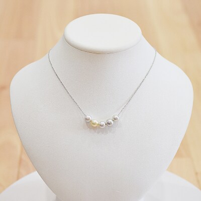 あこや真珠 ナチュラル 8 - 8.5mm 5粒 ネックレス 【あずきチェーン】_S085-400