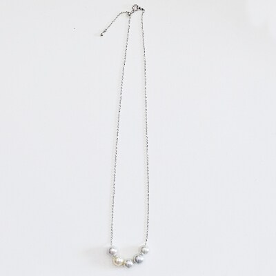 あこや真珠 ナチュラル 8 - 8.5mm 5粒 ネックレス 【あずきチェーン】_S085-400