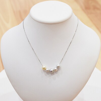 あこや真珠 ナチュラル 8-8.5mm 5粒 ネックレス 【ベネチアンチェーン】_S085-401