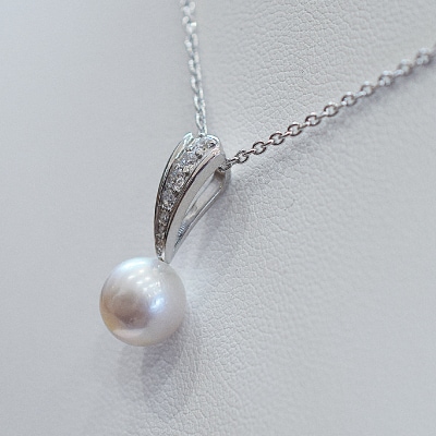 あこや真珠 ナチュラル 8-8.5mm 1粒 ペンダントトップ ジルコニア【C】_S085-405