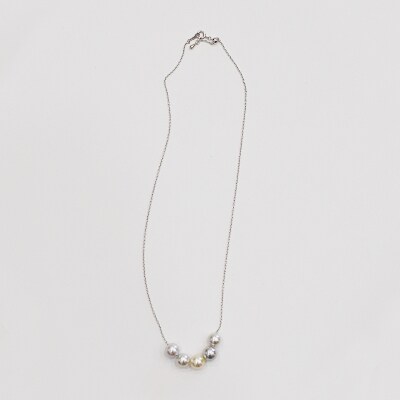 あこや真珠 ナチュラル 8.5-9mm 5粒 スルーネックレス ミラーボールなし_S101-369