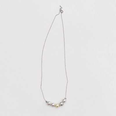 あこや真珠 ナチュラル 8.5-9mm 5粒 スルーネックレス ミラーボール2個_S101-370