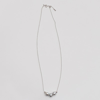 あこや真珠 バロックパール 8-9mm 3粒 スルーネックレス ミラーボール2個_S101-374