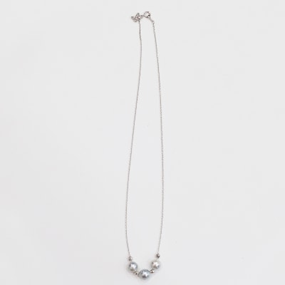 あこや真珠 バロックパール 8-9mm 3粒 スルーネックレス ミラーボール4個_S101-375