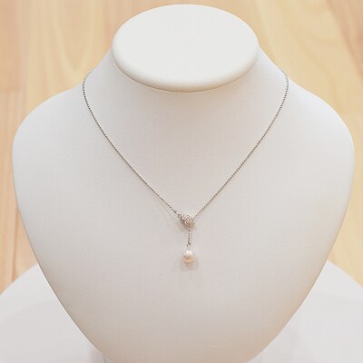 あこや真珠 ホワイトピンク 8-8.5mm 1粒 ネックレス 【雫 ジルコニア】_S101-381