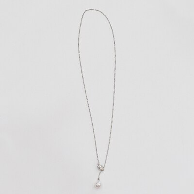 あこや真珠 ホワイトピンク 8-8.5mm 1粒 ネックレス 【雫 ジルコニア】_S101-381