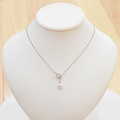 あこや真珠 ホワイトピンク 8-8.5mm 1粒 ネックレス  【白蝶貝】_S101-383