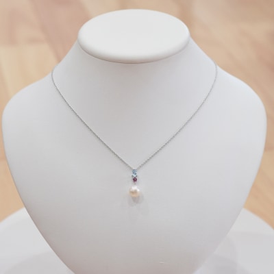 あこや真珠 ホワイトピンク 9-9.5mm 半貴石 ペンダントトップ 【A】_S101-388