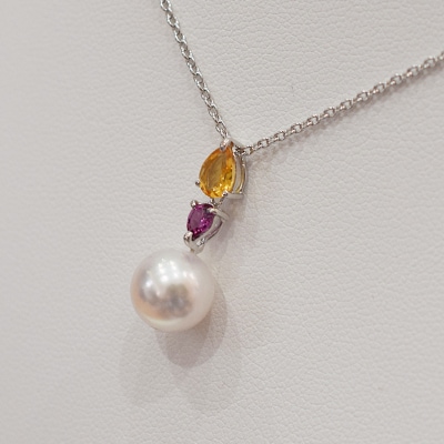 あこや真珠 ホワイトピンク 9-9.5mm 半貴石 ペンダントトップ 【B】_S101-389