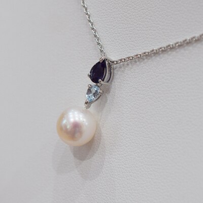 あこや真珠 ホワイトピンク 9-9.5mm 半貴石 ペンダントトップ 【C】_S101-390