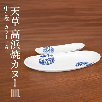 天草 高浜焼カヌー皿 中2枚 計2枚入りセット(青)_S026-051