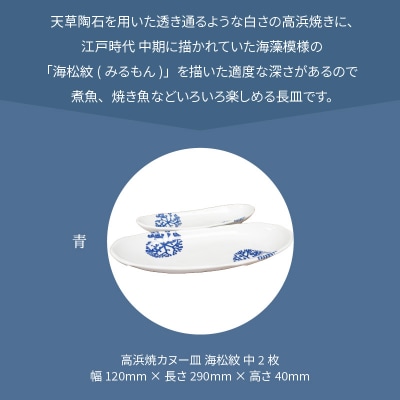天草 高浜焼カヌー皿 中2枚 計2枚入りセット(青)_S026-051