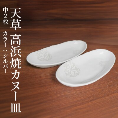 天草 高浜焼カヌー皿 中2枚 計2枚入りセット(シルバー)_S026-054