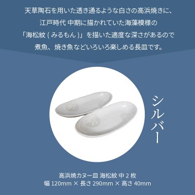 天草 高浜焼カヌー皿 中2枚 計2枚入りセット(シルバー)_S026-054