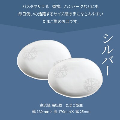 天草 高浜焼 たまご型皿 シルバー2枚_S026-129