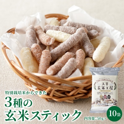 特別栽培米からできた3種の玄米スティック 50g×10袋_S067-036