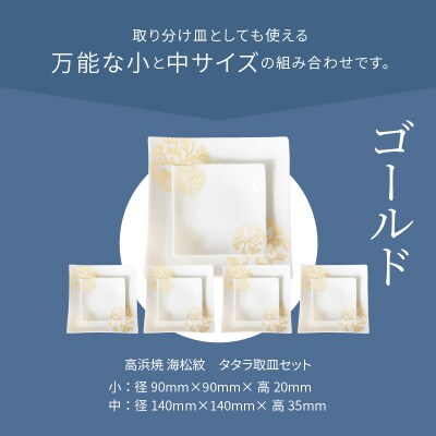 天草 高浜焼 タタラ取皿セット ゴールド5セット_S026-120