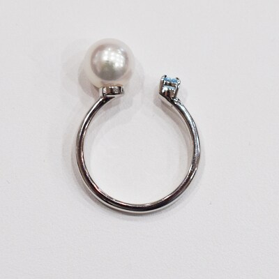 あこや真珠 リング 7.5mm - 8mm ホワイトピンク(G:14号) _S085-452