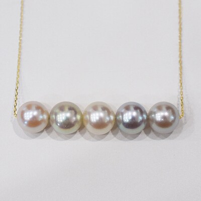 真珠 ナチュラル 無調色 ネックレス 8mm - 8.5mm K18YG_S101-414-18YG